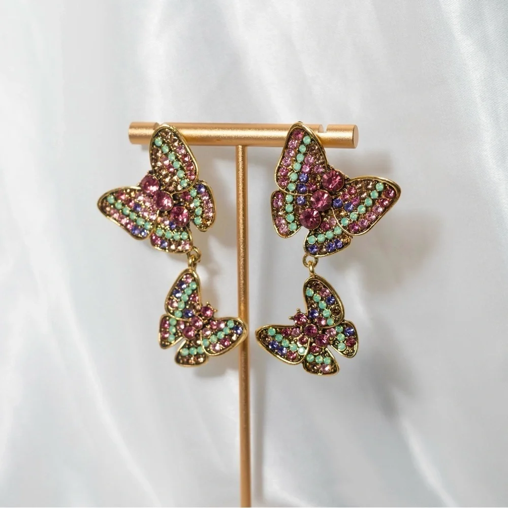 ✨Betsey Johnson Yara Rhinestone Butterfly Earrings